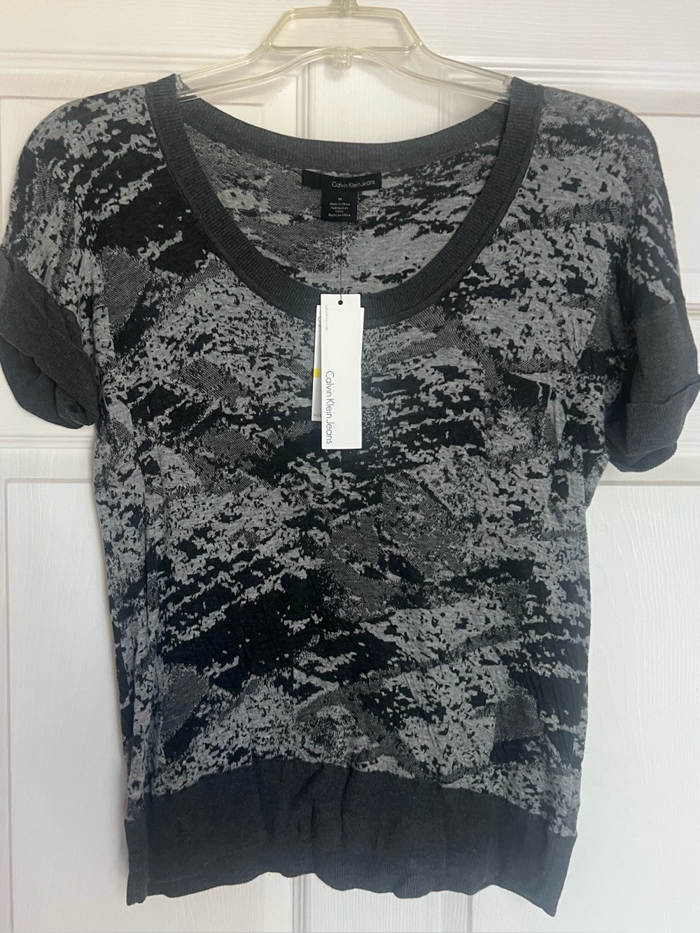 Calvin Klein Jeans Black & Gray Short Sleeve Knit Tee - NWT